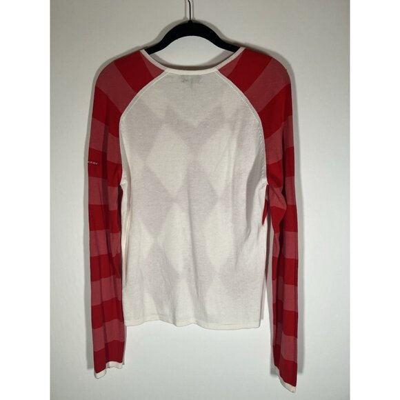 Burberry Golf v-neck red white argyle sweater M athleisure designer preppy - Picture 3 of 8